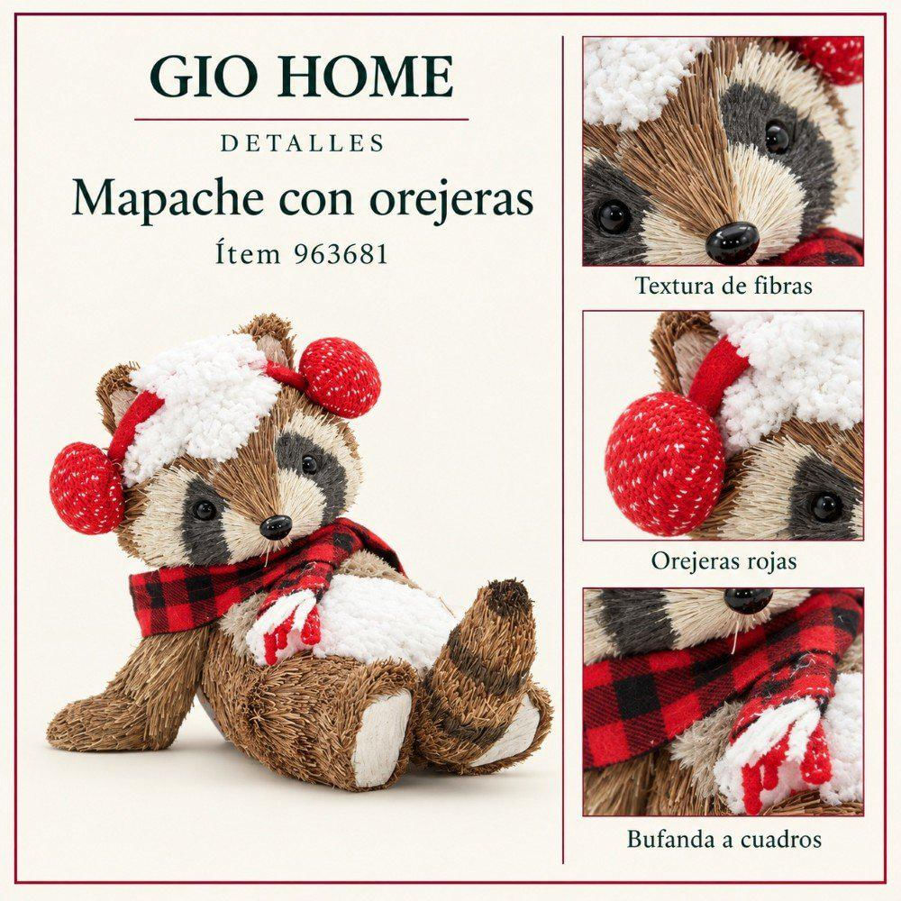 Mapache Escocés Acostado Con Orejeras 25 Cm img #3