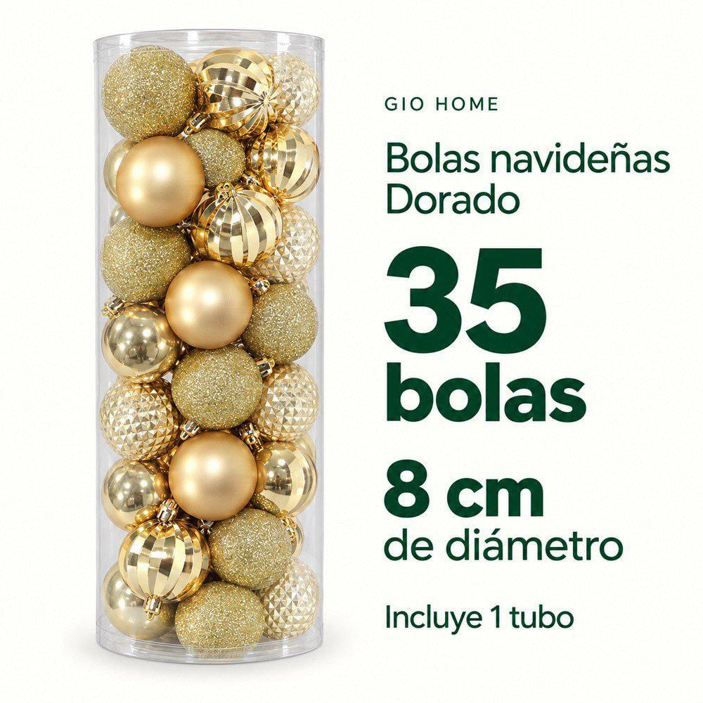 Set X 35 Bolas 8Cm Dorado img #2