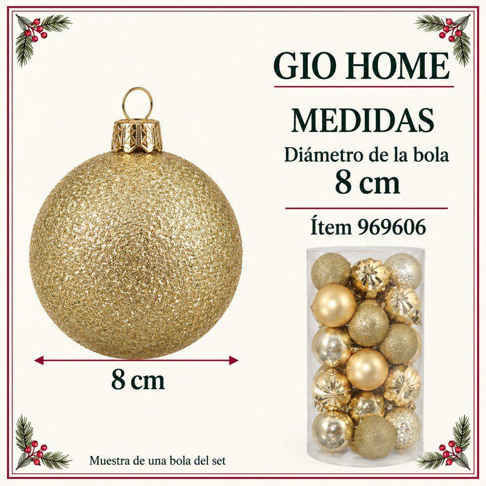 Set X 35 Bolas 8Cm Dorado img #5