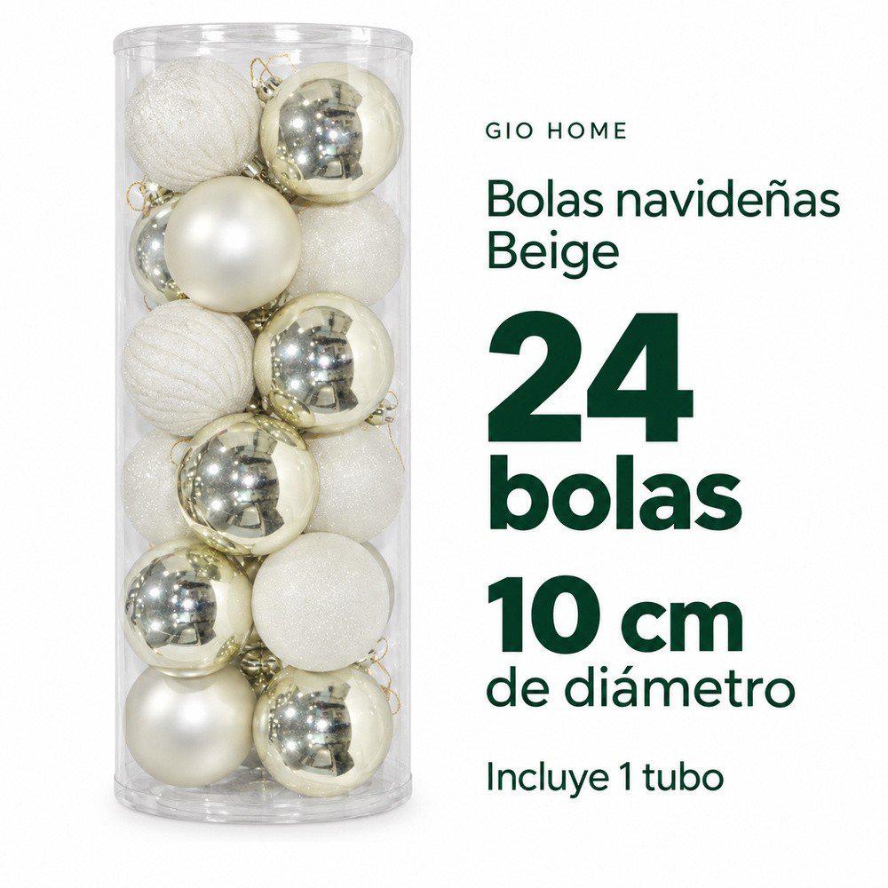 Set X 24 Bolas De 10 Cm Beige img #2