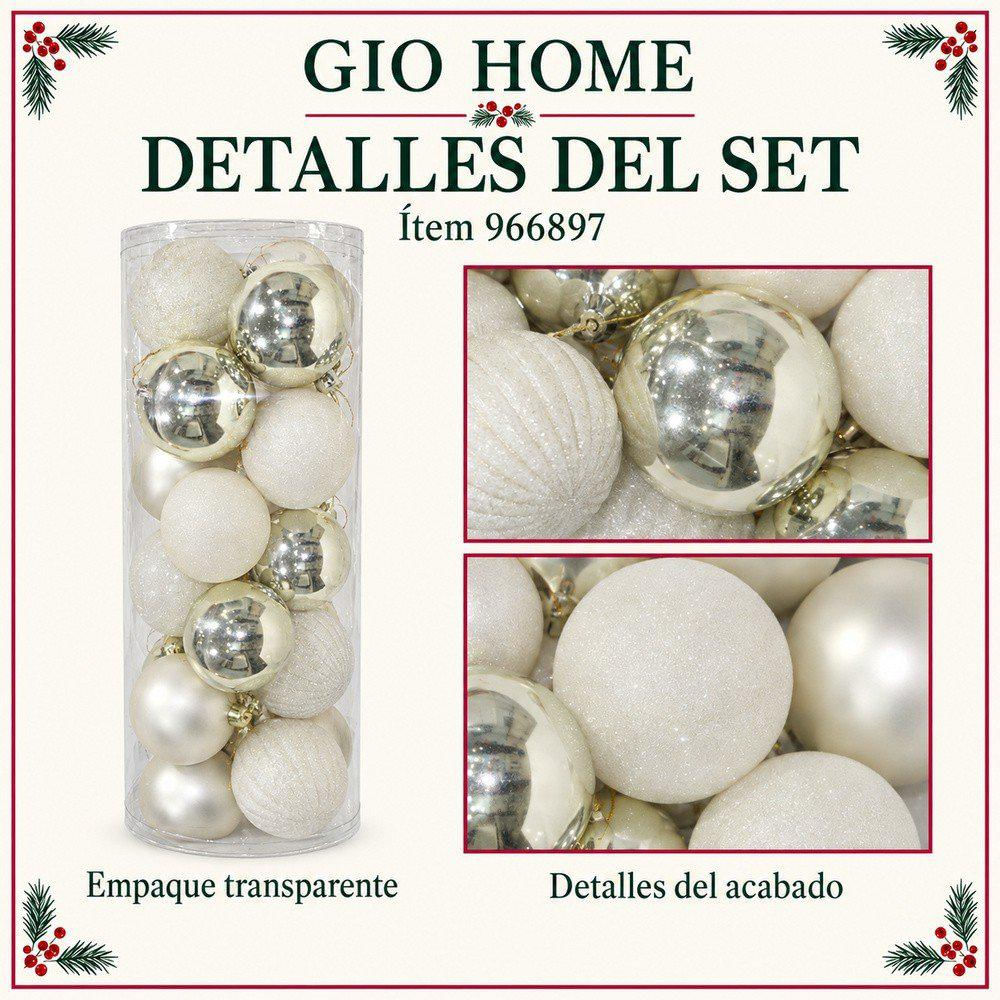 Set X 24 Bolas De 10 Cm Beige img #3