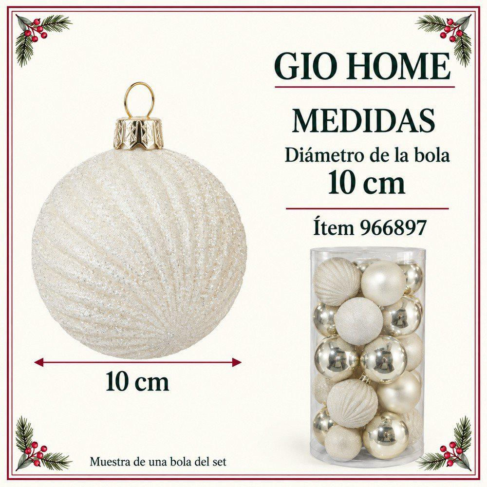 Set X 24 Bolas De 10 Cm Beige img #5