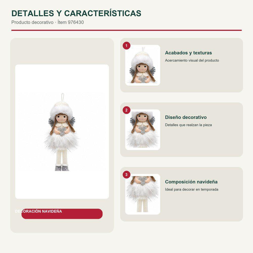 Ángel Blanco Con Fig. Corazón 18 Cm img #3