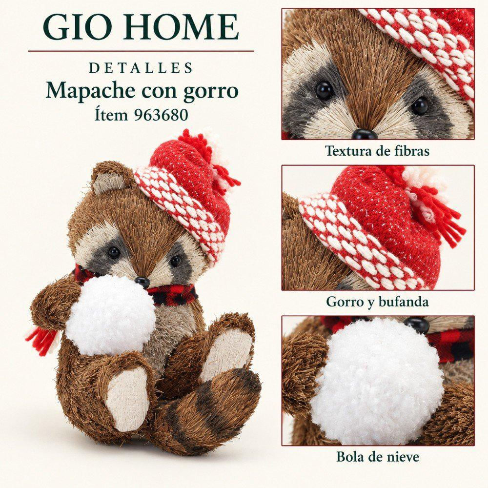 Mapache Escocés Acostado Con Gorro 25 Cm img #3