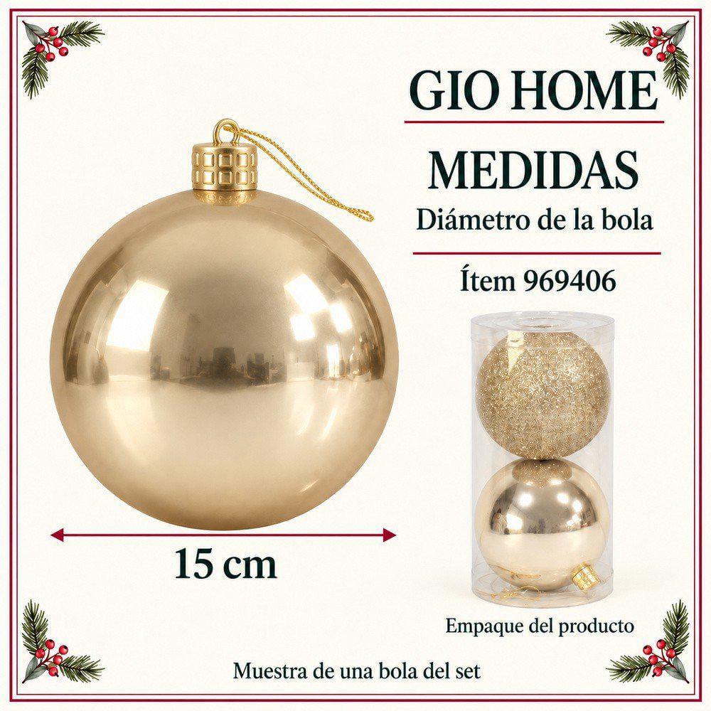 Pack X3 Bola Setx2 Champaña 15Cm img #5