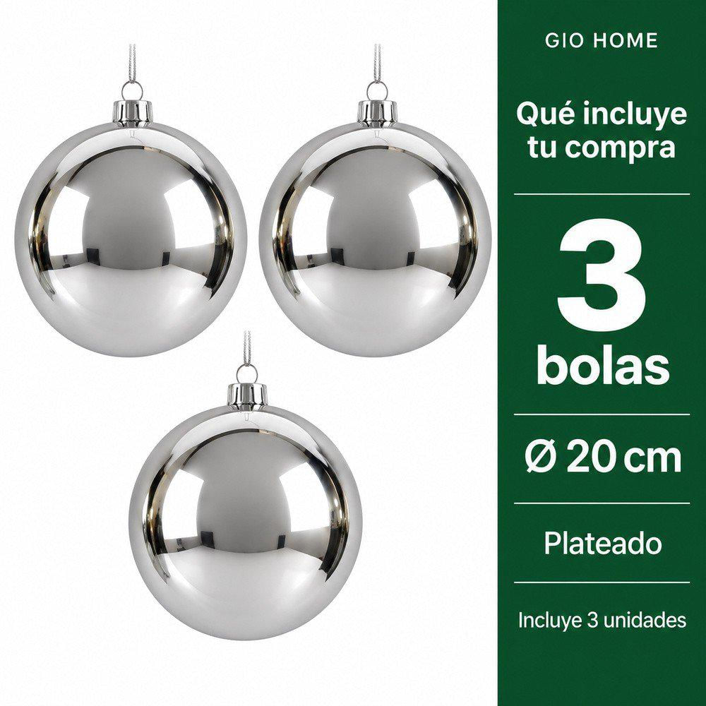 Pack X3 Bola Plateado 20Cm img #2