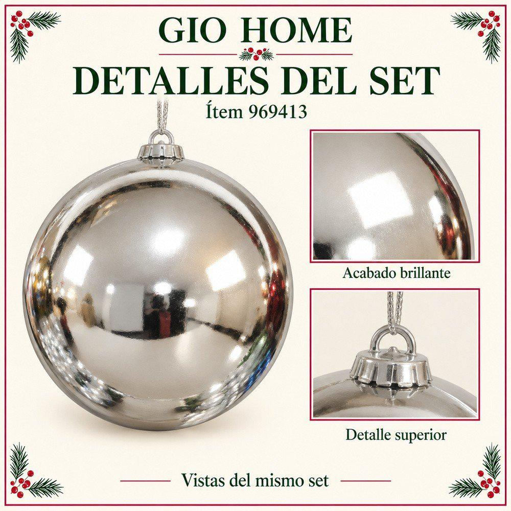 Pack X3 Bola Plateado 20Cm img #3