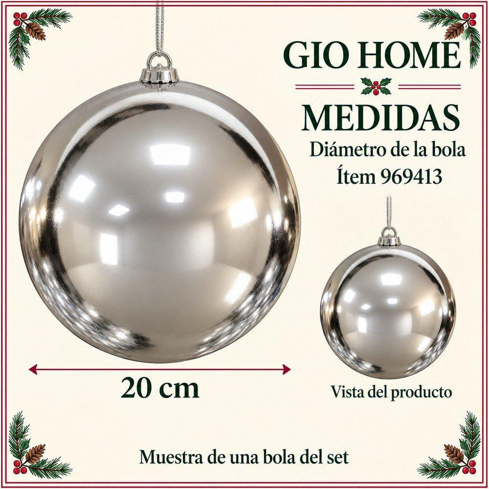 Pack X3 Bola Plateado 20Cm img #5
