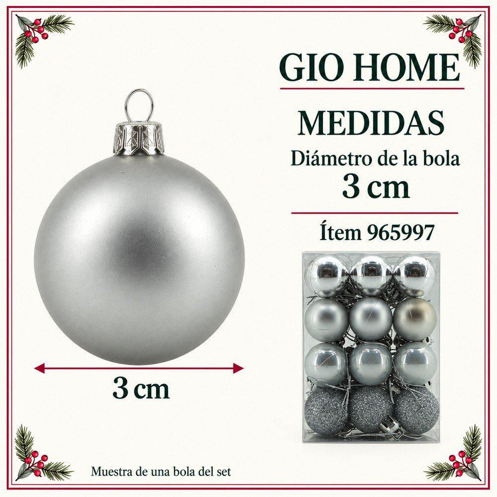 Pack X3 Set X 24 Bolas 3 Cm Plateado img #5