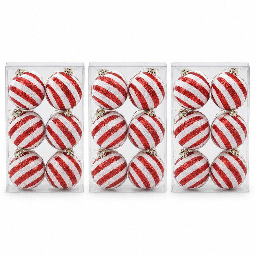 Pack X3 Set X 6 Bolas Rojas Con Blanco 8Cm img #1
