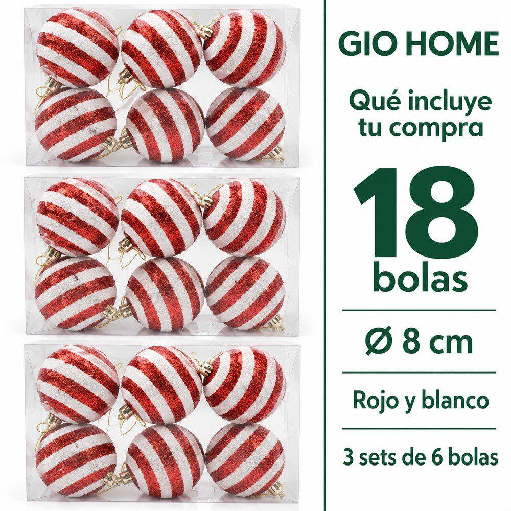 Pack X3 Set X 6 Bolas Rojas Con Blanco 8Cm img #2