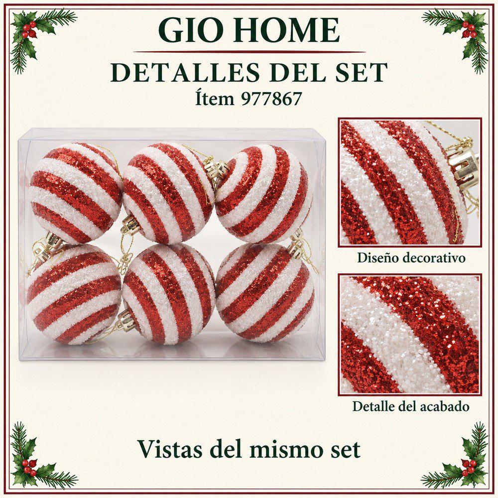 Pack X3 Set X 6 Bolas Rojas Con Blanco 8Cm img #3