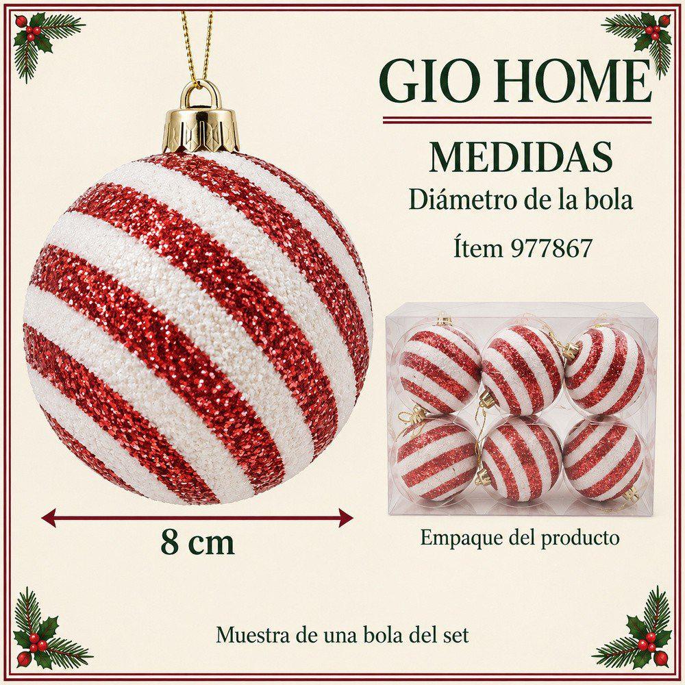 Pack X3 Set X 6 Bolas Rojas Con Blanco 8Cm img #5