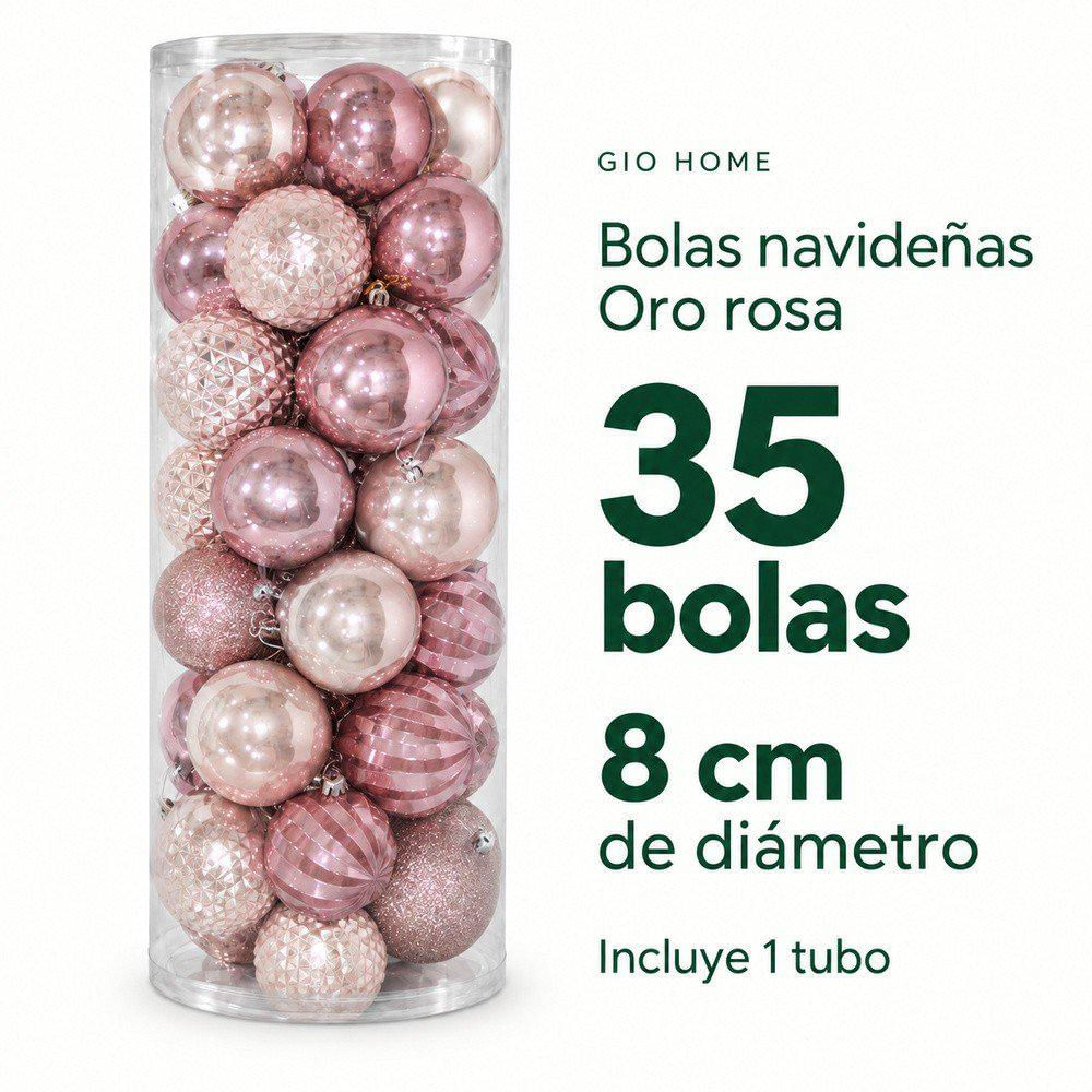 Set X 35 Bolas 8Cm Oro Rosa img #2