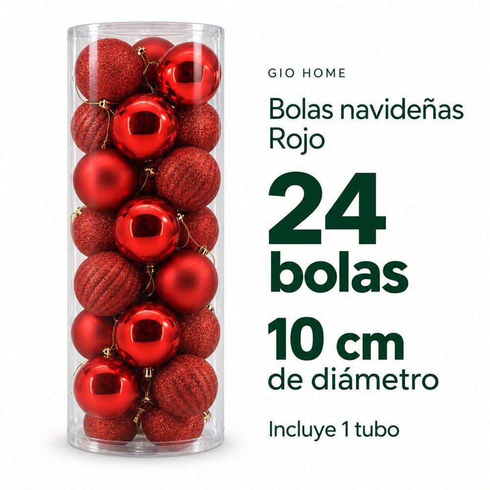 Set X 24 Bolas De 10 Cm Rojo img #2