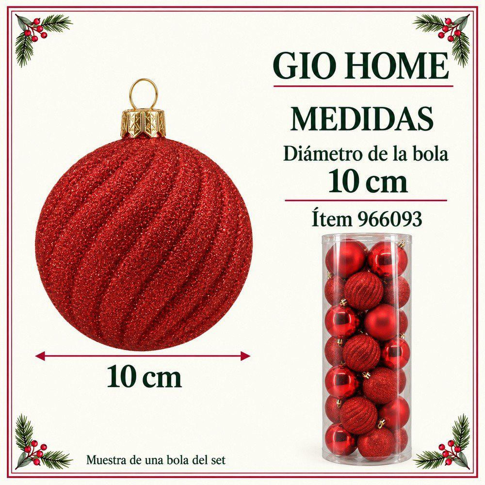 Set X 24 Bolas De 10 Cm Rojo img #5