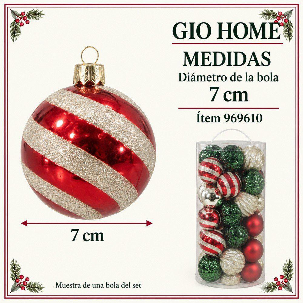 Set X 35 Bolas 7Cm Dorado/Rojo/Verde img #5
