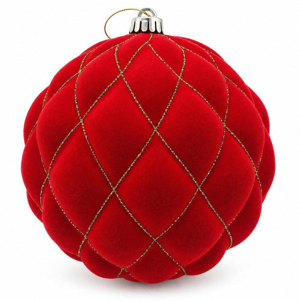 Bola Roja Con Rombos Dorados 20Cm img #1