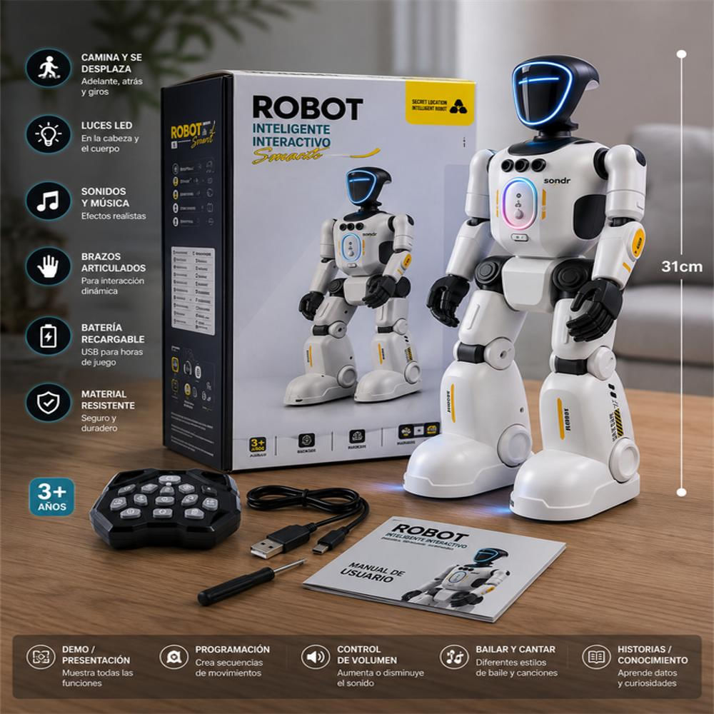 Robot Inteligente Interactivo Con Control Remoto Recargable img #3