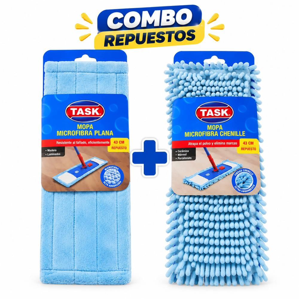 Combo Repuestos Mopa Microfibra Plana Mas Chenille Task img #1
