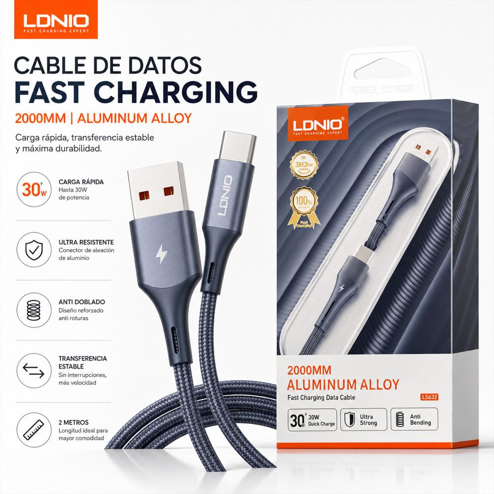 Cable Usb Tipo C 30W 2M Azul img #2