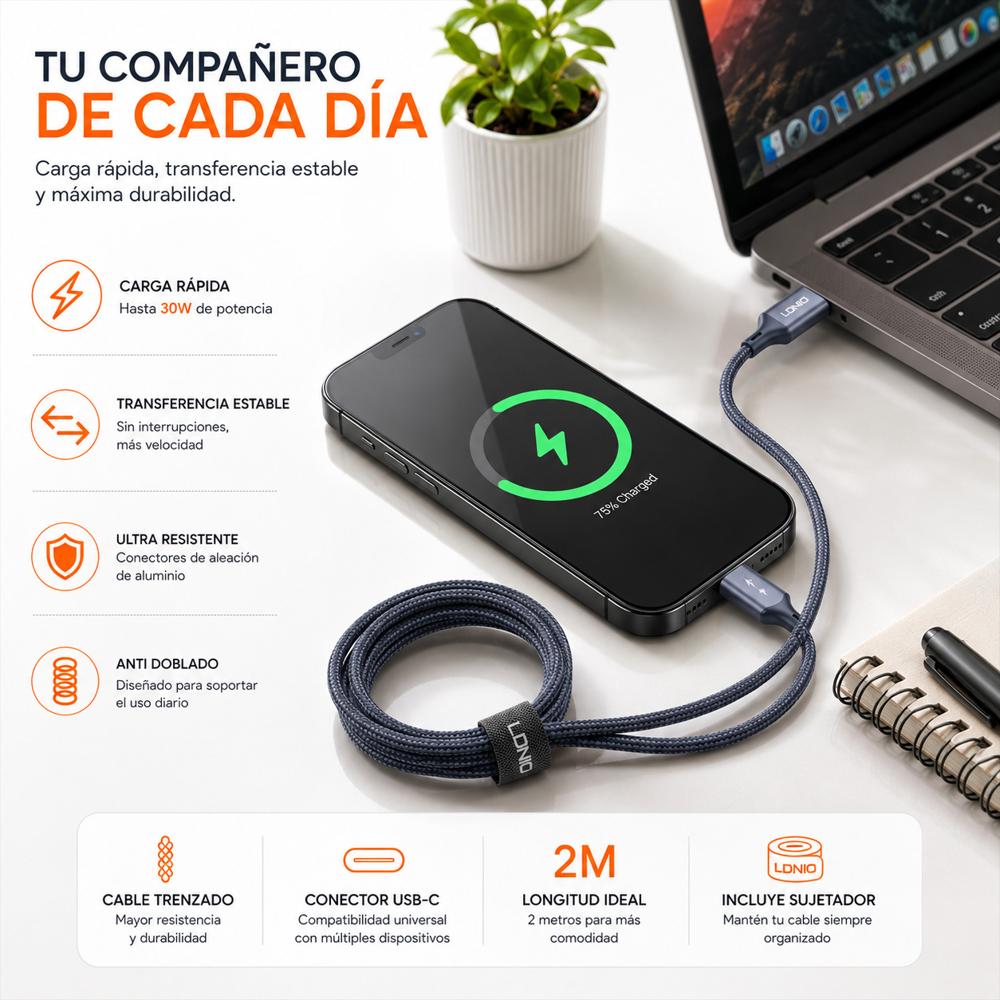 Cable Usb Tipo C 30W 2M Azul img #4