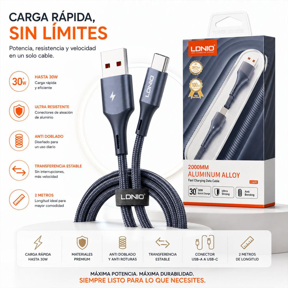 Cable Usb Tipo C 30W 2M Azul img #5
