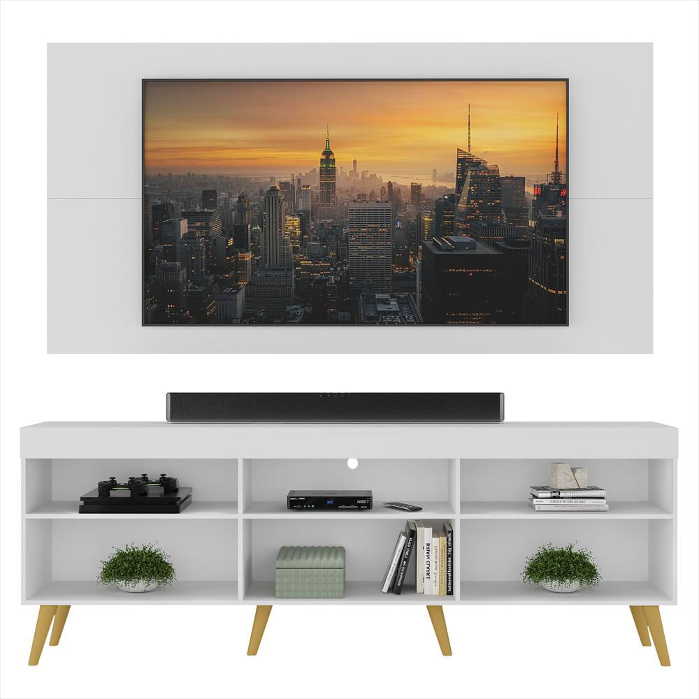 Rack Con Panel Florida Con Patas Color Blanco img #3