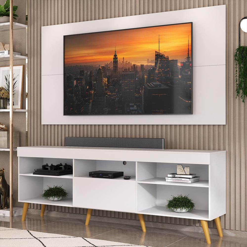 Rack Con Panel Florida Con Patas Color Blanco img #4