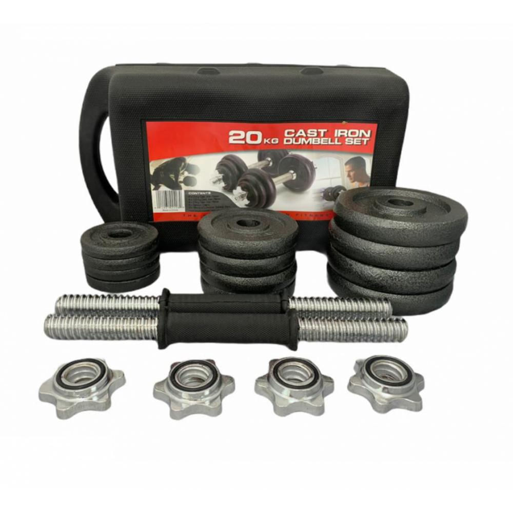 Kit Mancuernas Pesas 20Kg 40Lb Barra Antideslizante Y Estuche img #1