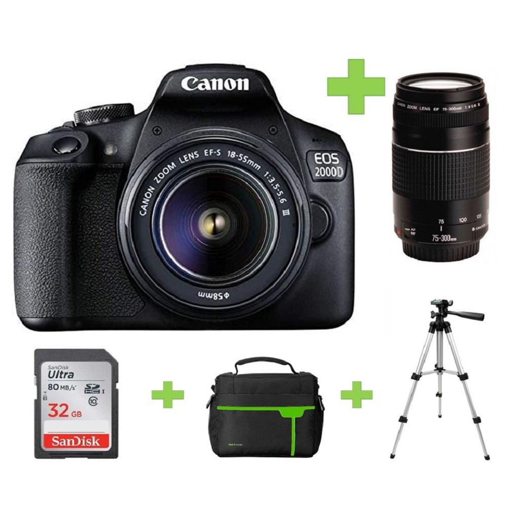 Cámara Canon 2000D/T7 24 18 55+32Gb+Bolso+Trípode+Lente img #1