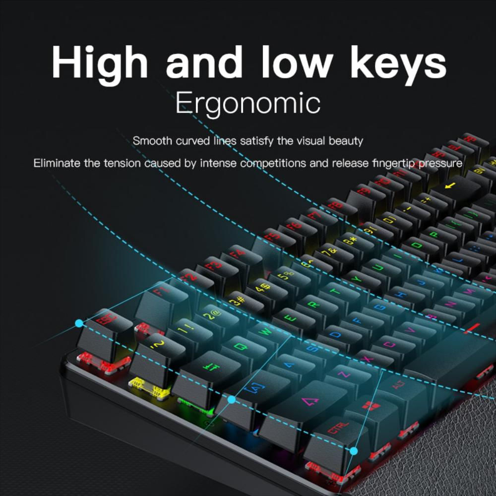 Teclado De Juegos Con Cable Azul Negro Interruptor Mecánico Teclado Mecánico img #2