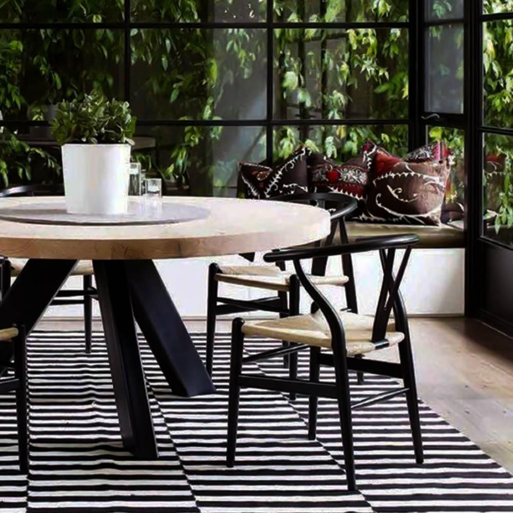 Mesa Para Comedor Buger En Pino Macizo Y Metal Diametro 120Cm img #2