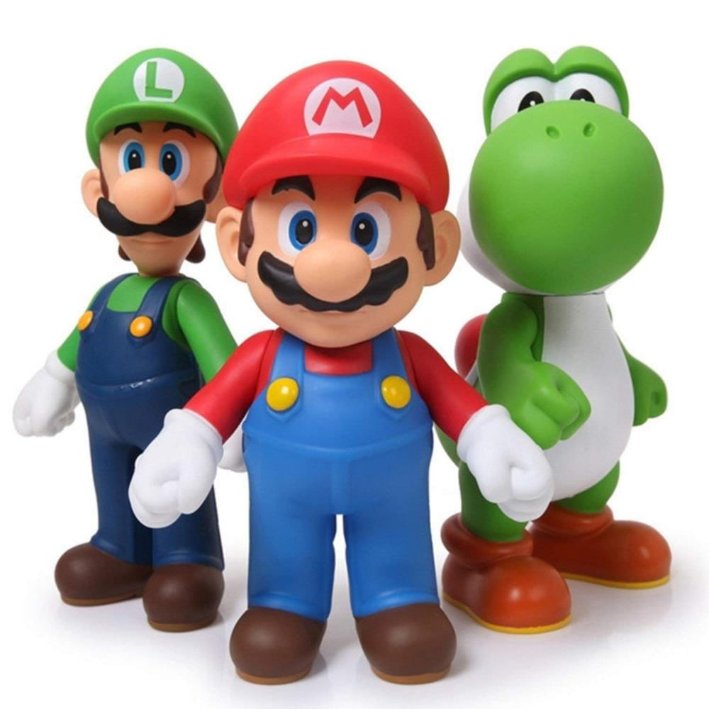 Figuras de acción Super Mario Bros Luigi Mario Yoshi PVC img #1