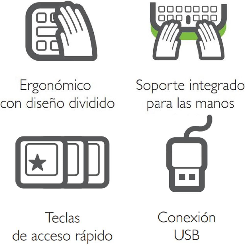 Teclado Ergonómico Usb Español Numérico Windows img #3