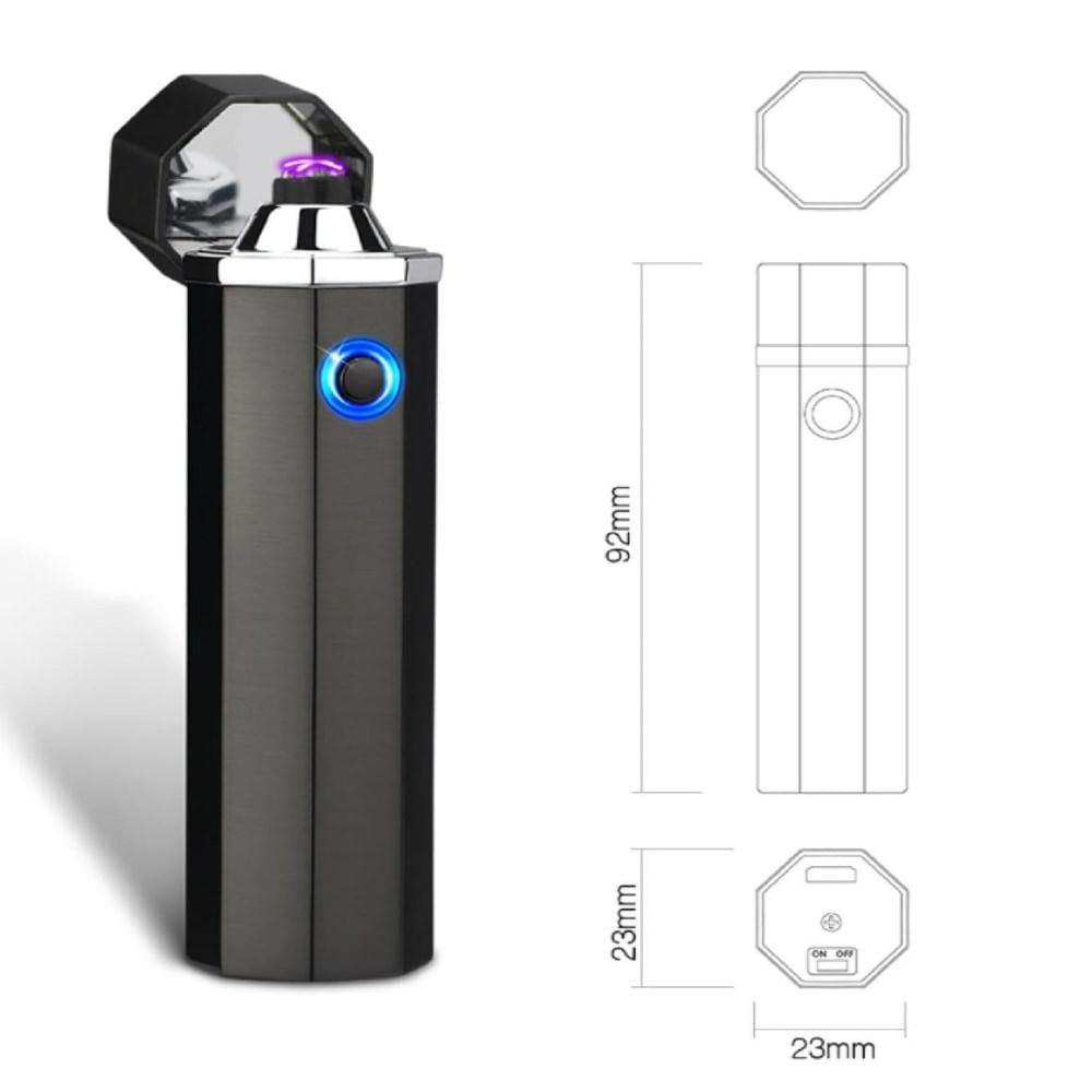 Encendedor Electrico Recargable Doble Arco Plasma Plateado img #4