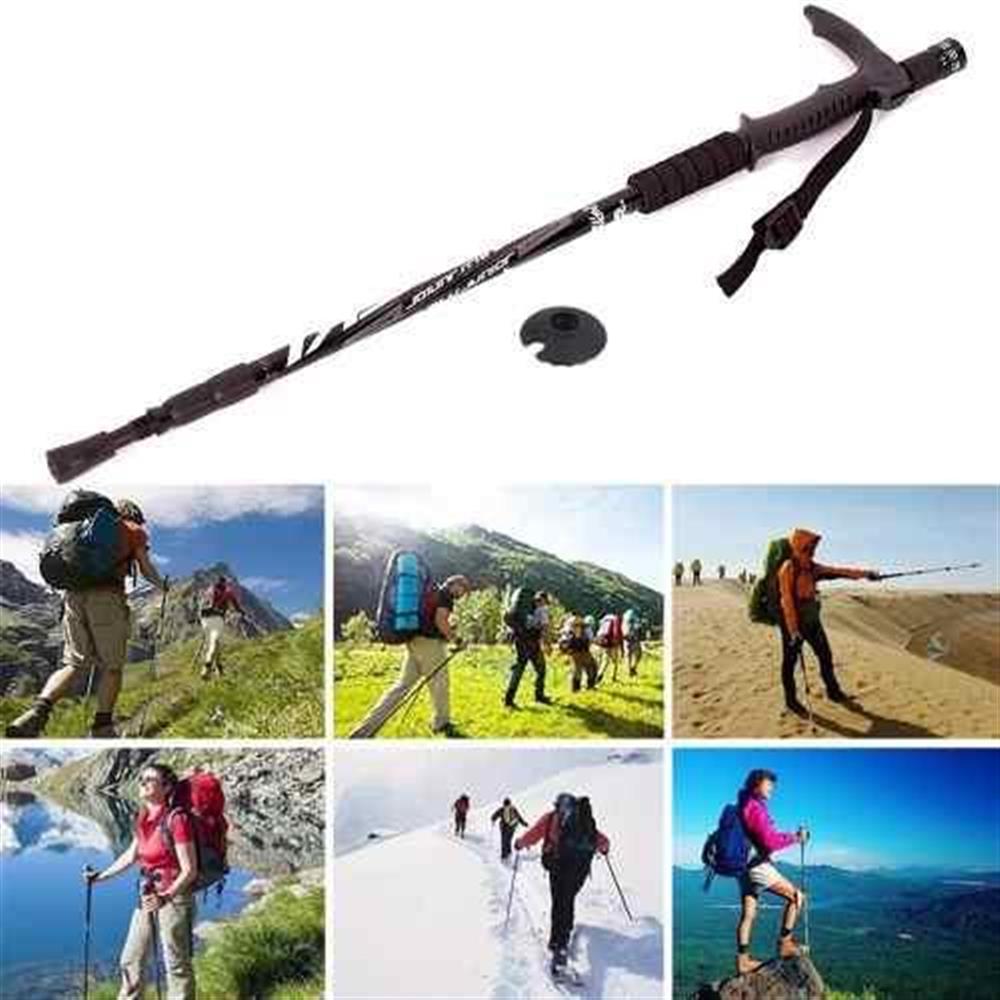 Baston Graduable Con Linterna Caminata Senderismo Anti Shock img #2