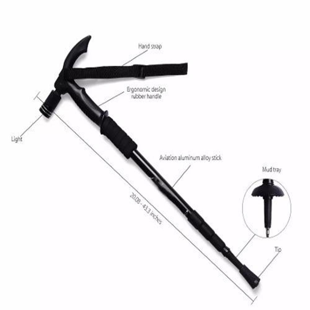 Baston Graduable Con Linterna Caminata Senderismo Anti Shock img #4