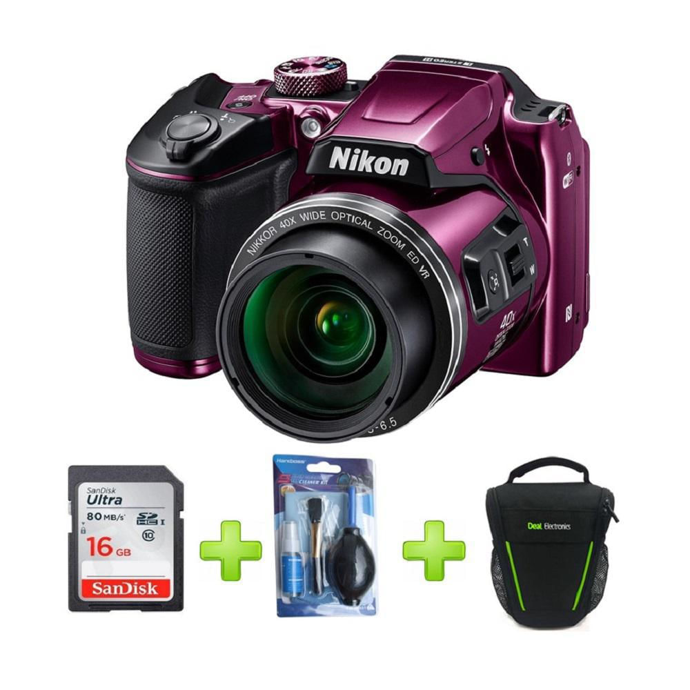 Camara Nikon B500 Coolpix 16 Mp 40X Zoom Wifi Morada+16Gb+Bolso+Kit img #1