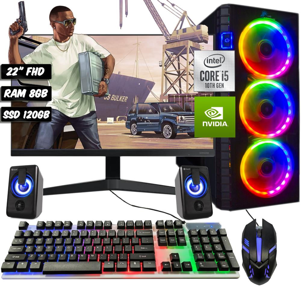 Computador Torre Gamer Hg Intel Core I5 10400 Ssd 120Gb Ram 8Gb Gt 710 2Gb + Monitor 22 + Parlantes Teclado Y Mouse Usb img #1