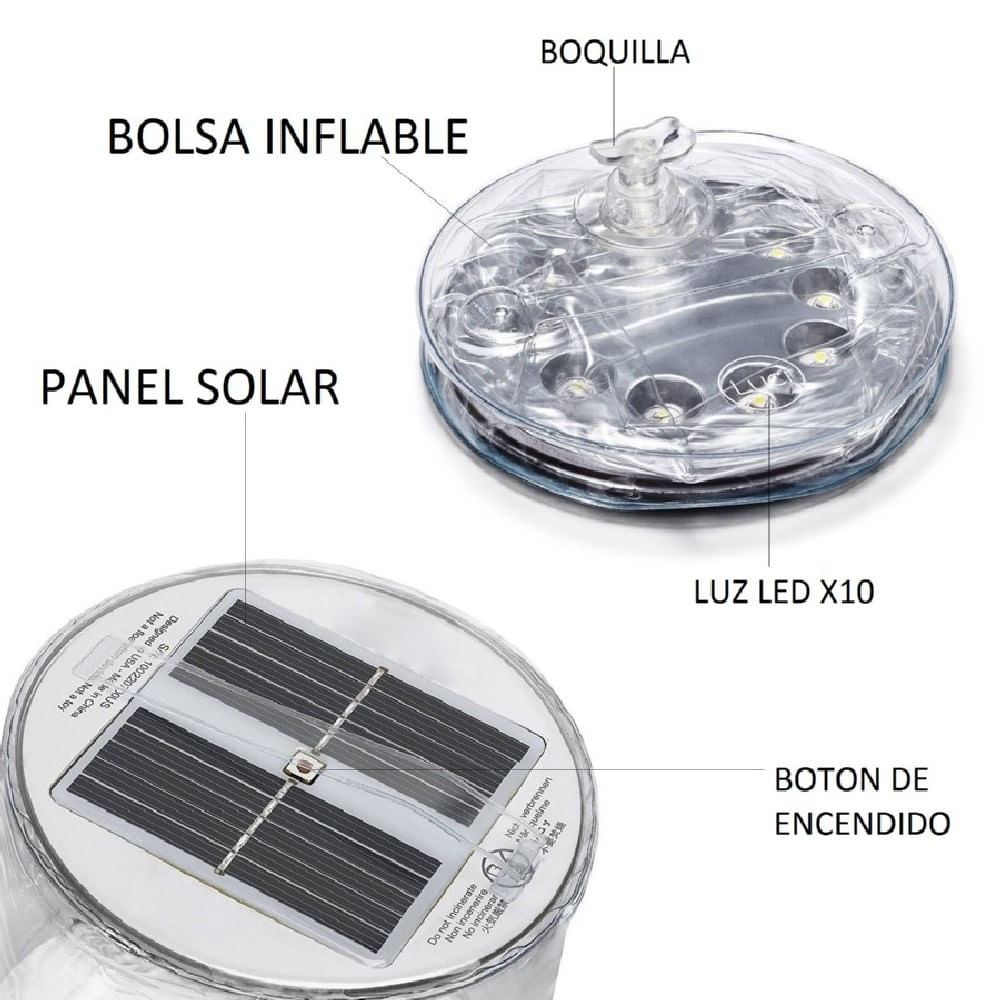 Lampara Inflable Luz Led Solar Recargable Transparente img #4