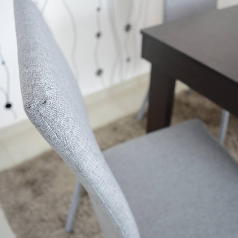 Comedor 4P Napoli Negro Sillas Tela Plata img #3