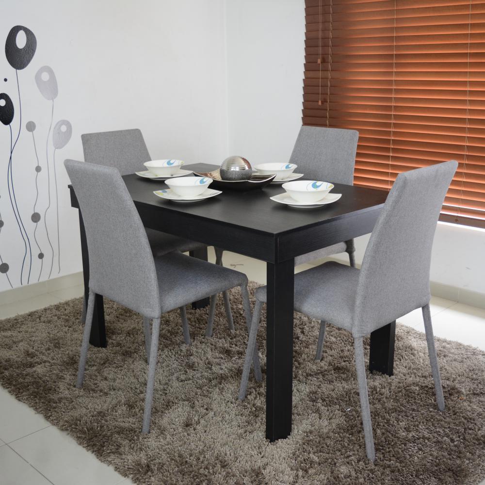 Comedor 4P Napoli Negro Sillas Tela Plata img #5