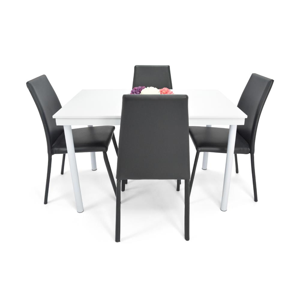 Loft 4 Puestos Mesa Blanca Sillas Negras img #2