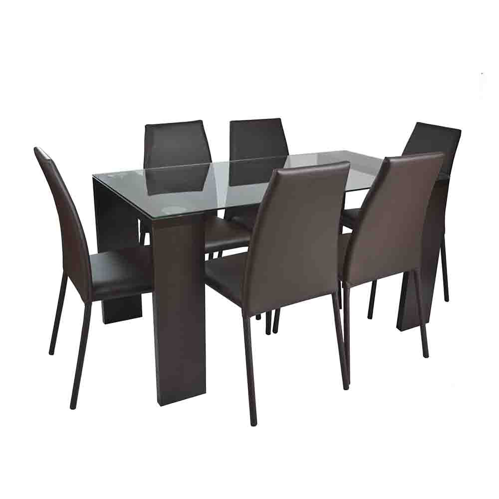 Comedor 6P Wengue Vidrio Templado 8 Mm 6 Sillas Choc img #2