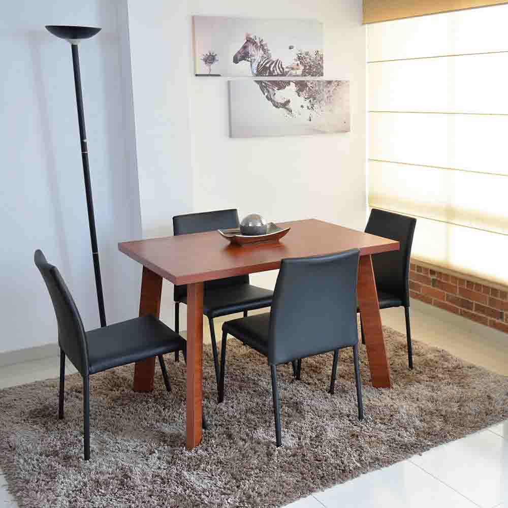 Juego De Comedor Lugo Cedro 4P Neg img #1