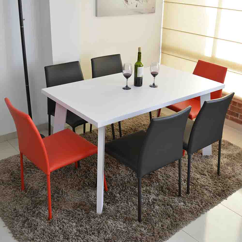 Juego De Comedor Lugo Blanco 6P 4Neg 2Ro img #1