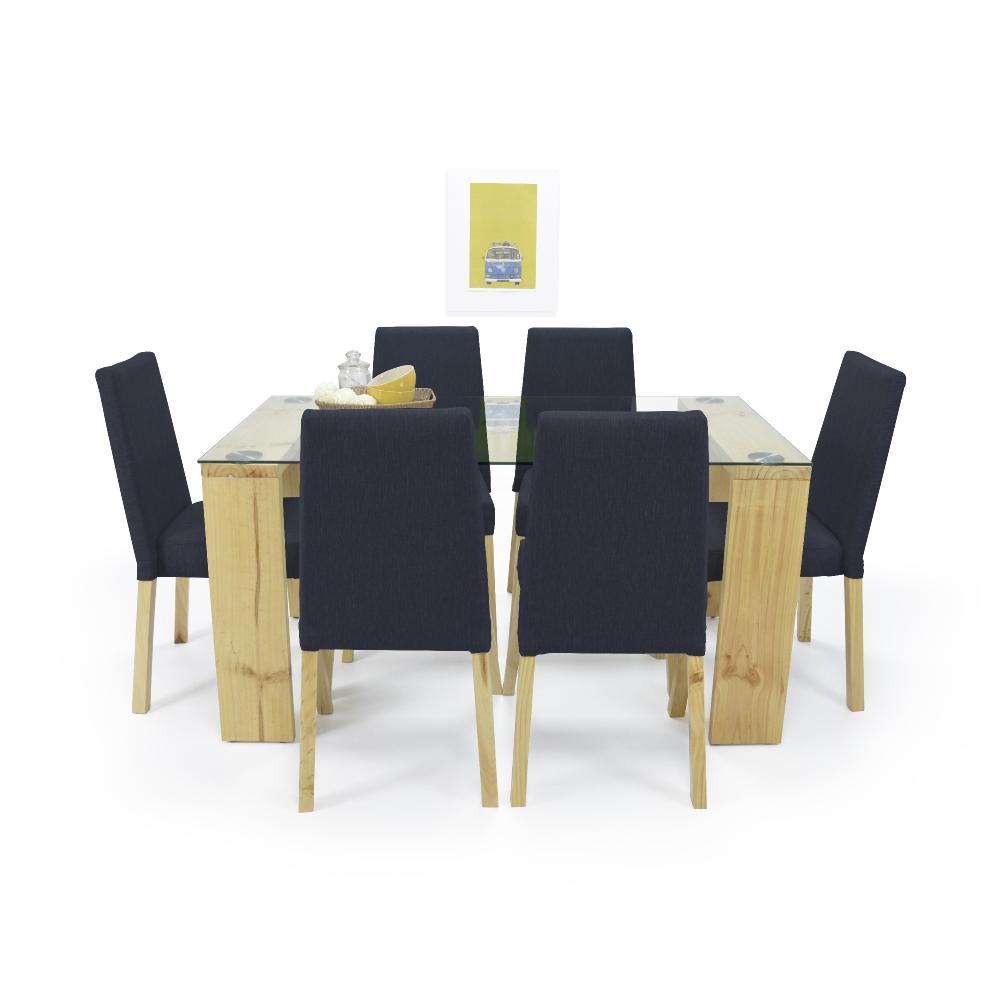 Comedor 6 Puestos Viena Plomo En Tela img #2