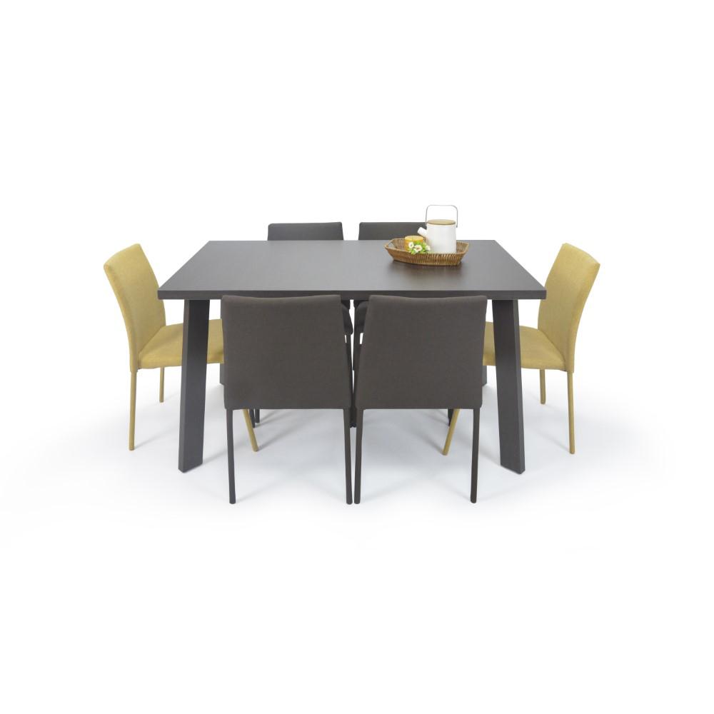 Comedor 6P Lugo Wengue Sillas Tela Wengue Mostaza img #2