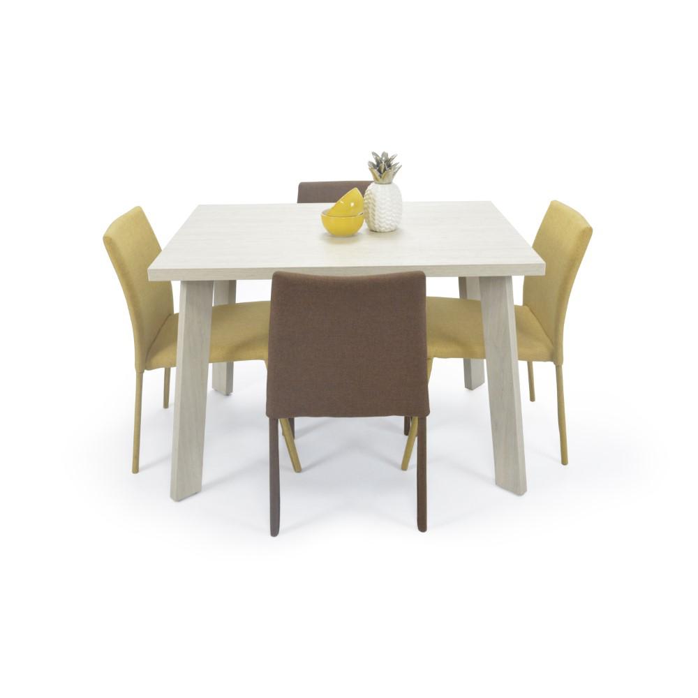 Comedor 4P Lugo Bali Sillas Tela Chocolate Mostaza img #2